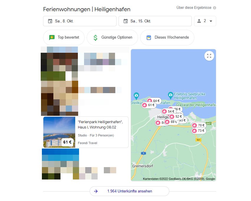 Google Vacation Rentals Startseite